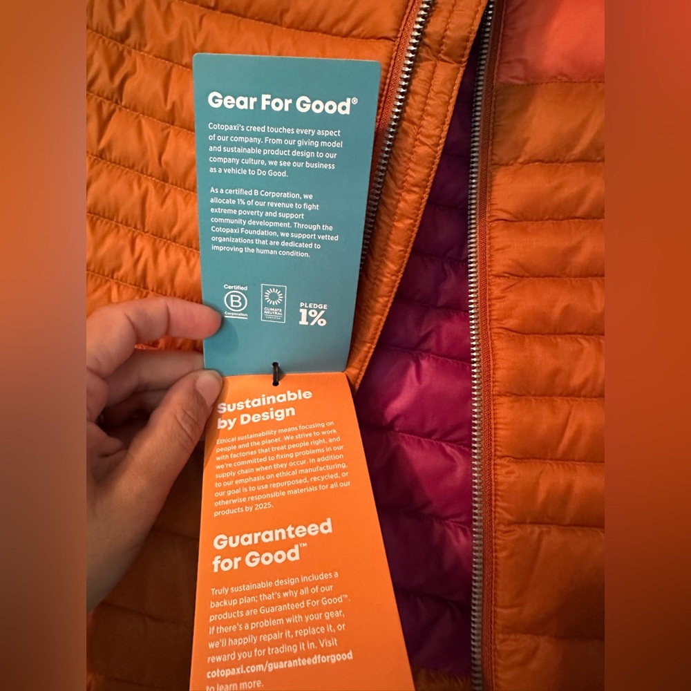 Cotopaxi Orange and Purple Fuego Down Vest. Womens XL. NWT. - Picture 11 of 13